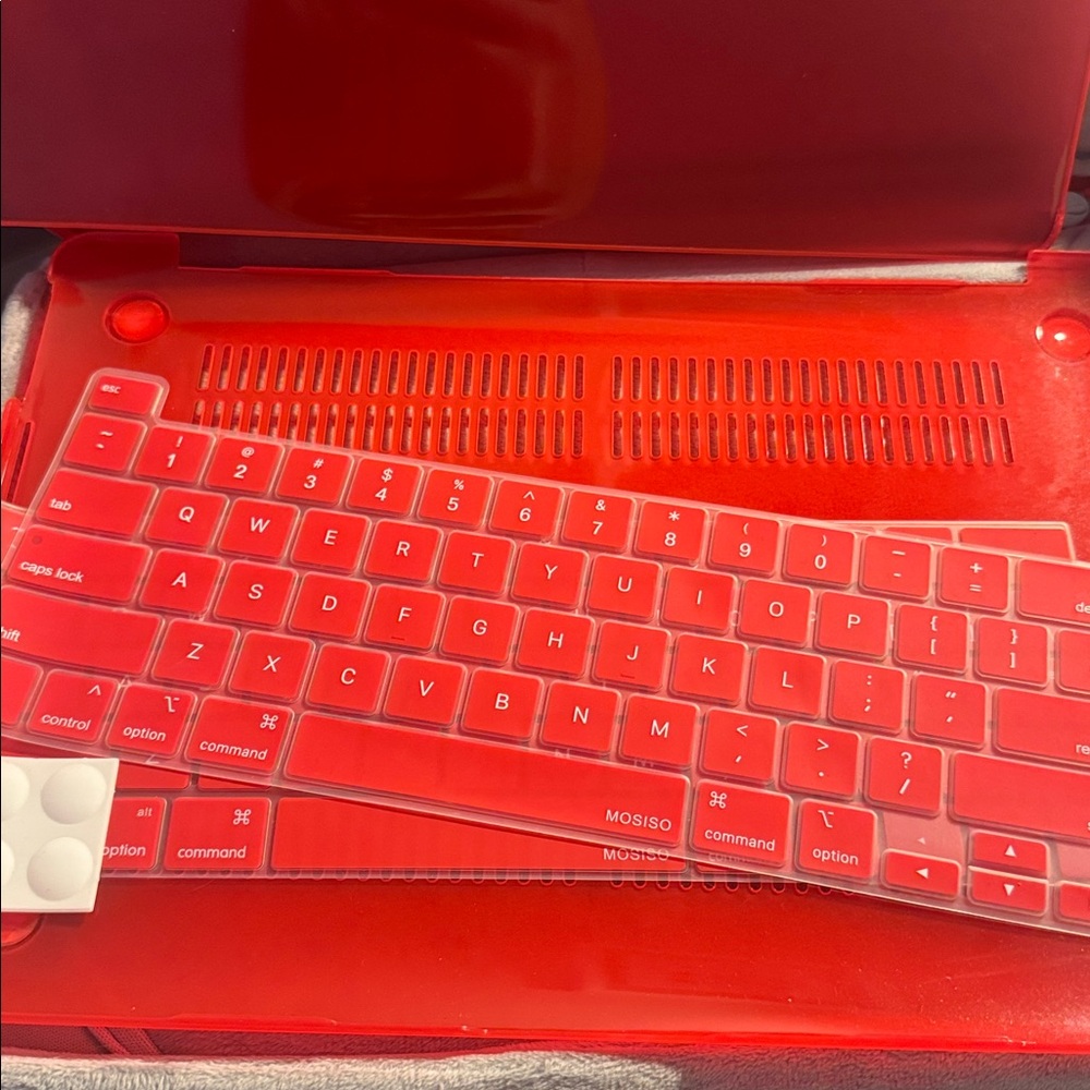 Red Laptop cover with Keyboard Cover and holding case